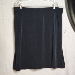Merona Black Poly Span Fully Short Lined Elastic Waist Knee Length Skort Sz XXL